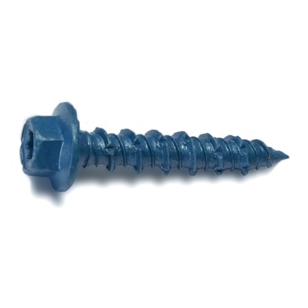 Torquemaster Masonry Screw, 5/16" Dia., Hex, 1-3/4" L, Steel Blue Ruspert, 50 PK 51779